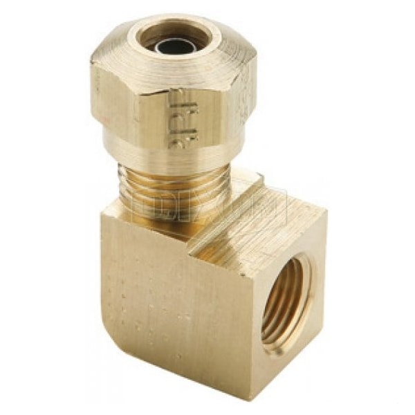 90Deg Air Brake Elbow, 5/16-24 x 1/8 in Nominal, Straight Female x Pipe End Style, Brass, Domestic